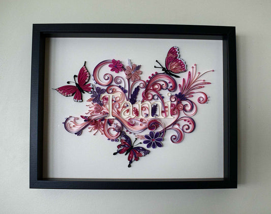 Tableau prénom personnalisé enfant – décoration murale quilling (fait main)