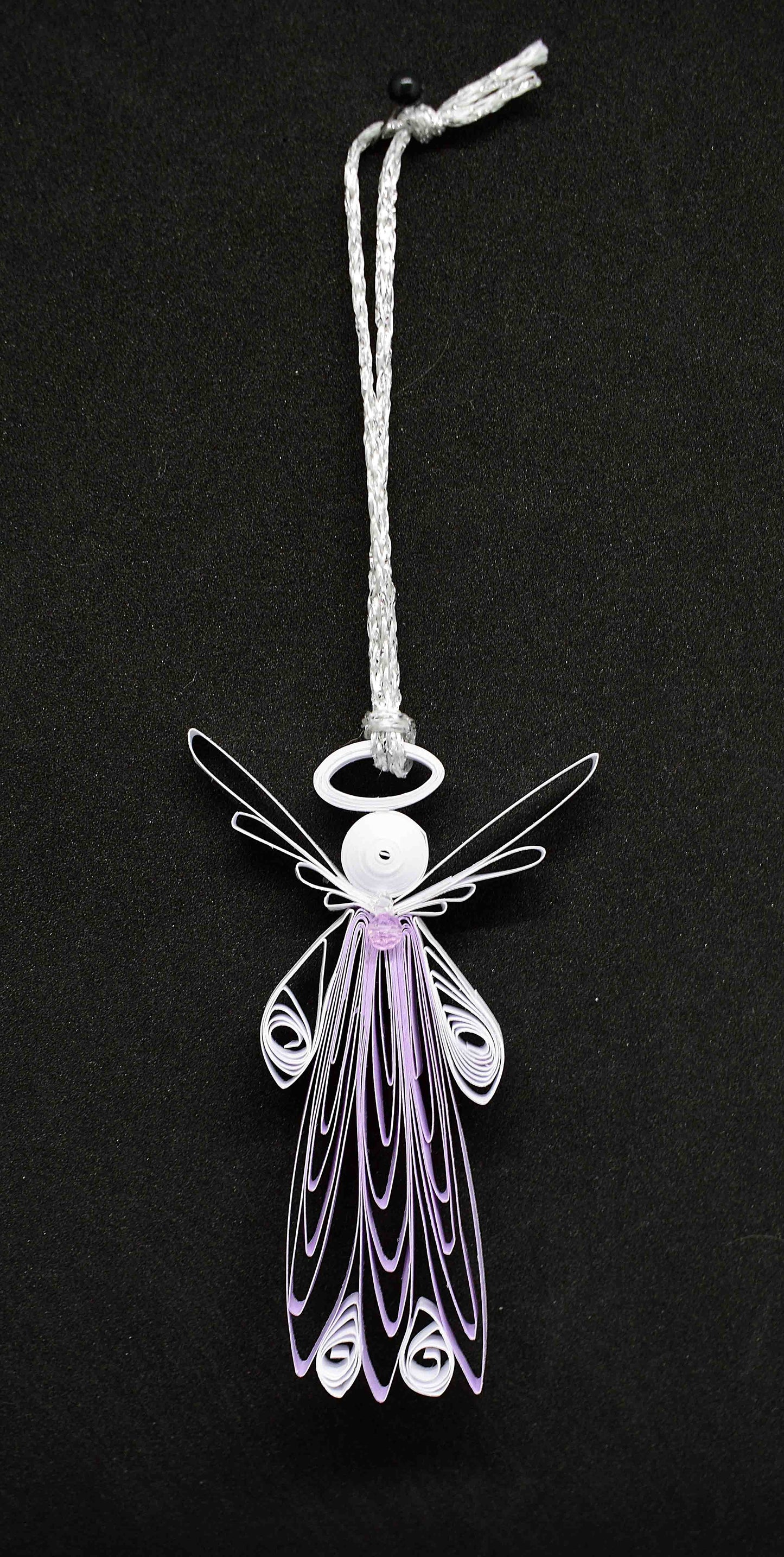 Décoration de Noël en quilling "ange mauve" aux swarovski