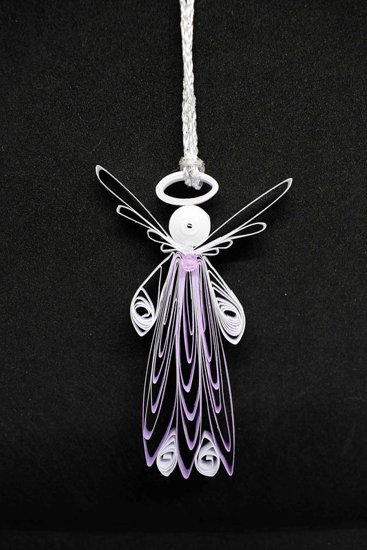 Décoration de Noël en quilling "ange mauve" aux swarovski
