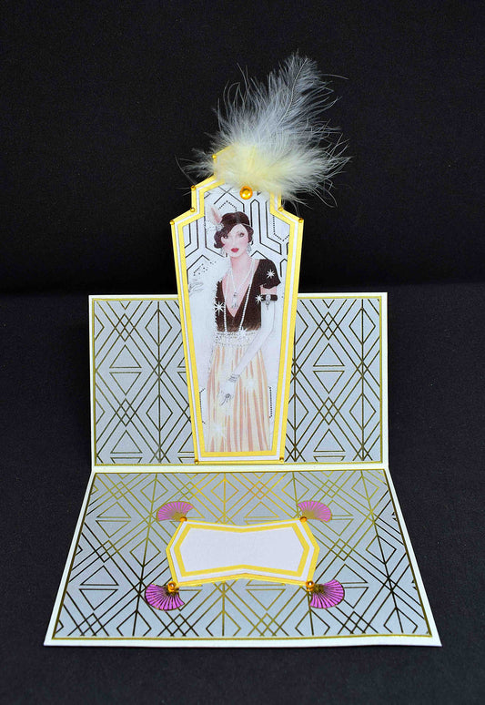 Carte Art Déco femme 3D – carte élégante style années 20 – création artisanale unique