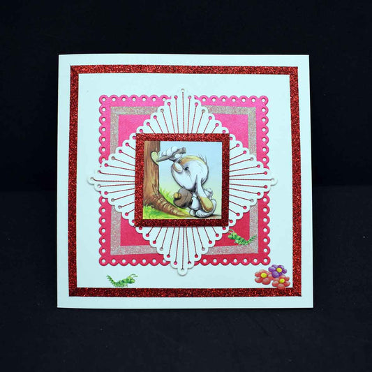 Carte de Saint Valentin artisanale 3D blanche et rouge - création élégante brodée