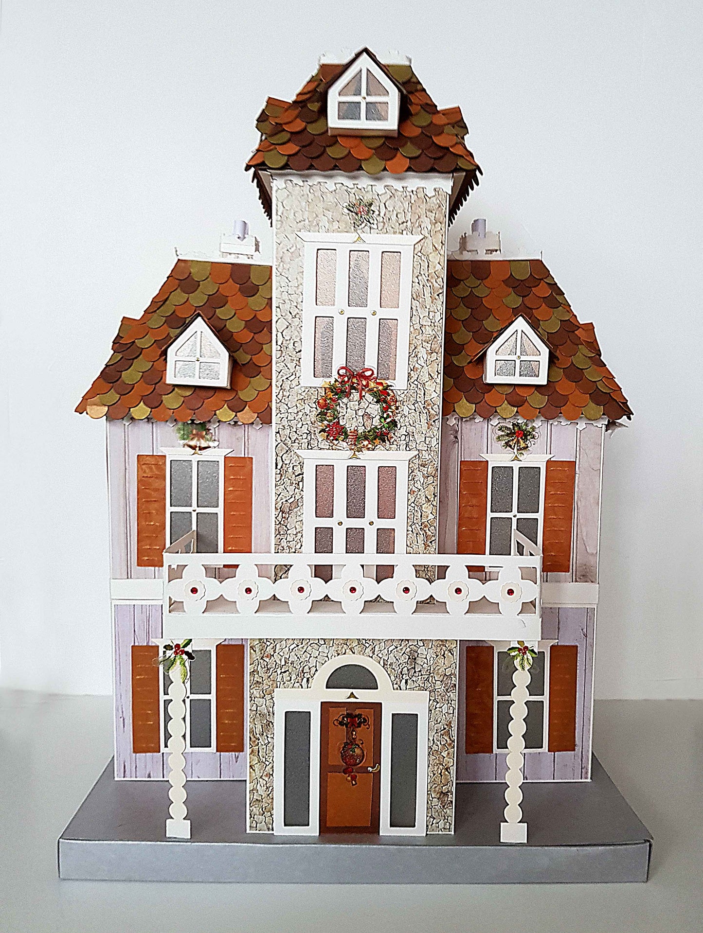 Boîte surprise Noël lumineuse – Manoir en papier 3D fait main – décoration féerique