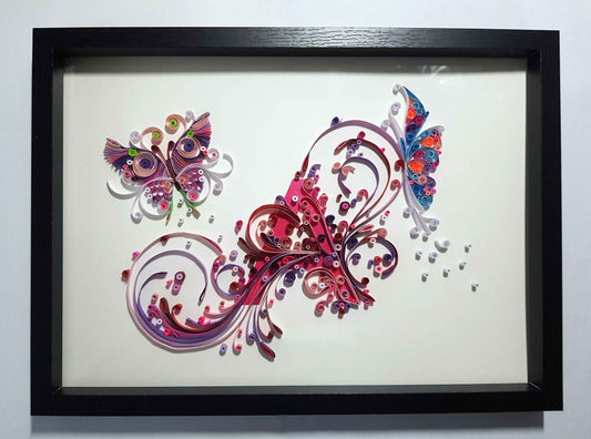 Tableau lettre A personnalisé – décoration chambre enfant en quilling 3D artisanale