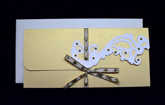 Carte pochette noel arabesque en relief - Carte cadeau artisanale personnalisable pour chèque et billet