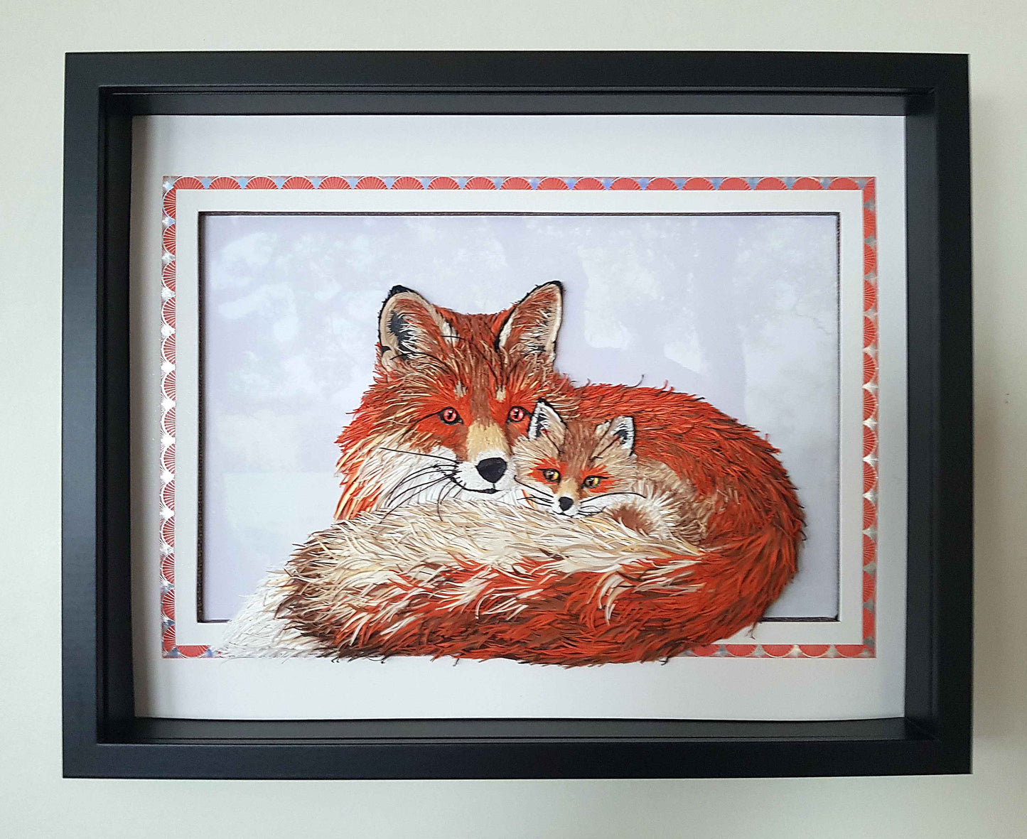 Tableau renard 3D en papier – tableau animalier fait main (pièce unique)