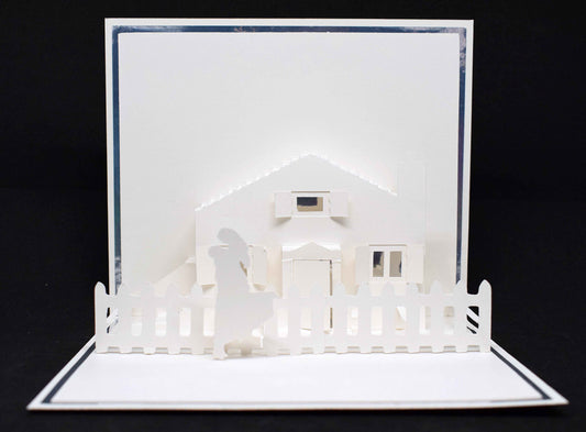 Carte pop up maison et couple - carte de voeux originale - Carte artisanale personnalisable