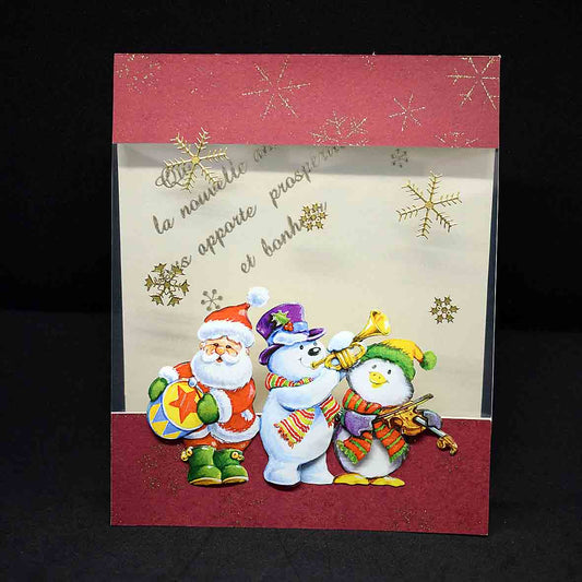 Carte de Noël artisanale 3D – personnages de Noël, carte faite main