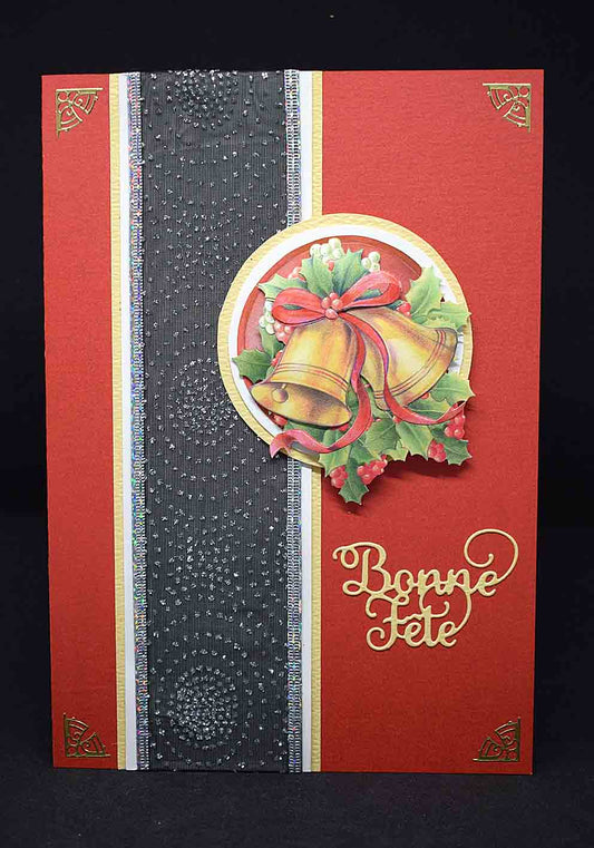 Carte de Noël artisanale 3D – cloches de Noël, carte faite main