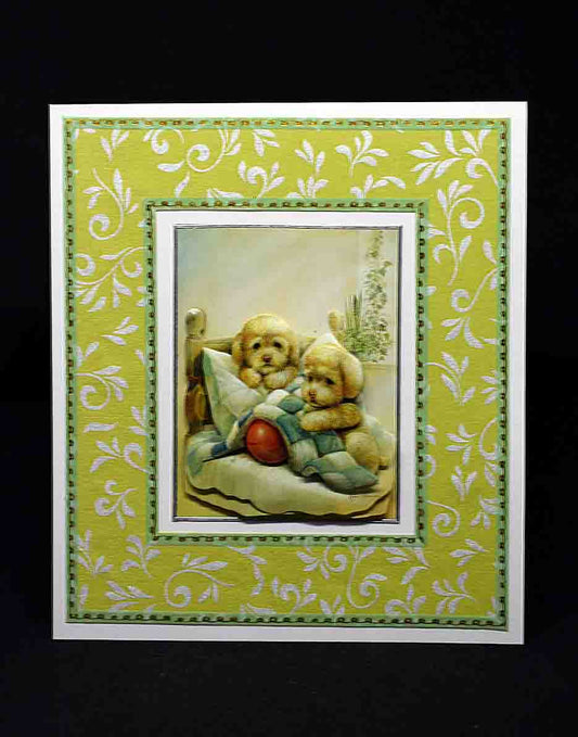 Carte pour anniversaire en 3D aux motifx chiots caniches