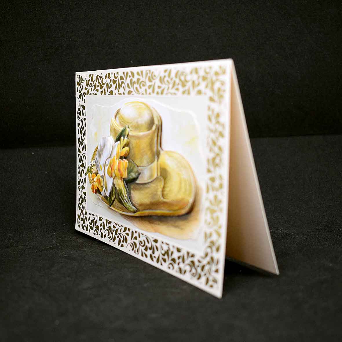 Carte anniversaire chapeau de paille 3D - création artisanale unique