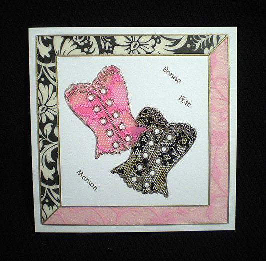 Carte Fête des mères 3D "corsets" - création artisanale élégante et féminine