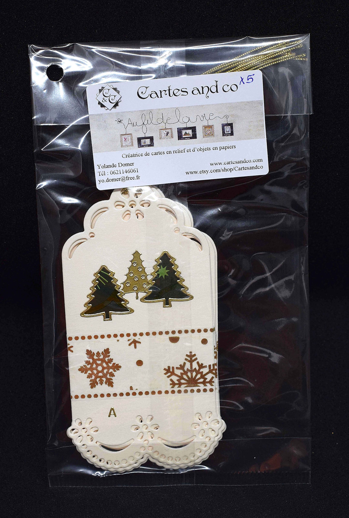 Etiquettes à cadeaux en relief "Sapins de Noël"
