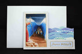 Carte chevalet pour fêtes juives, Joyeux Pessa'h, motifs Moîse ouvrant la mer rouge et vagues