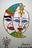 Carte pour fêtes juives, Bon Pourim, motifs masque au tulle et confettis
