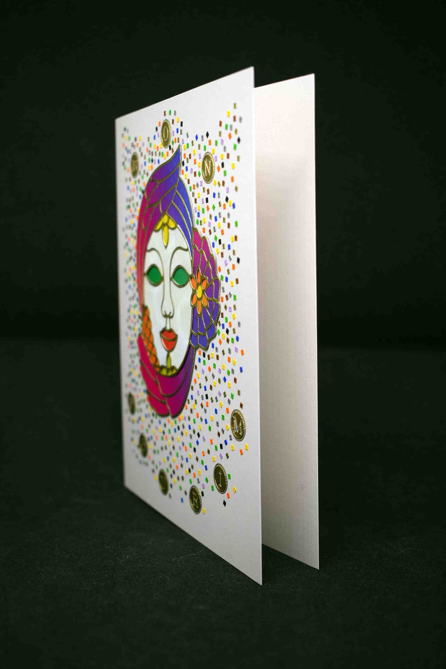 Carte de Pourim 3D femme et confetis – carte artisanale personnalisable fête juive