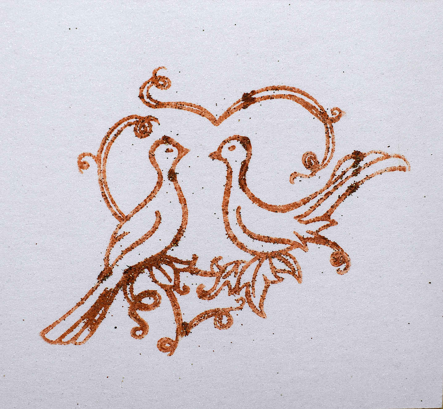 Carte de mariage, colombes et coeurs