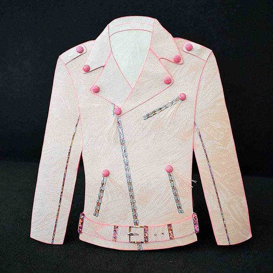 Carte pour diverse occasion sur papier texturé rose au motif Perfecto rose girly