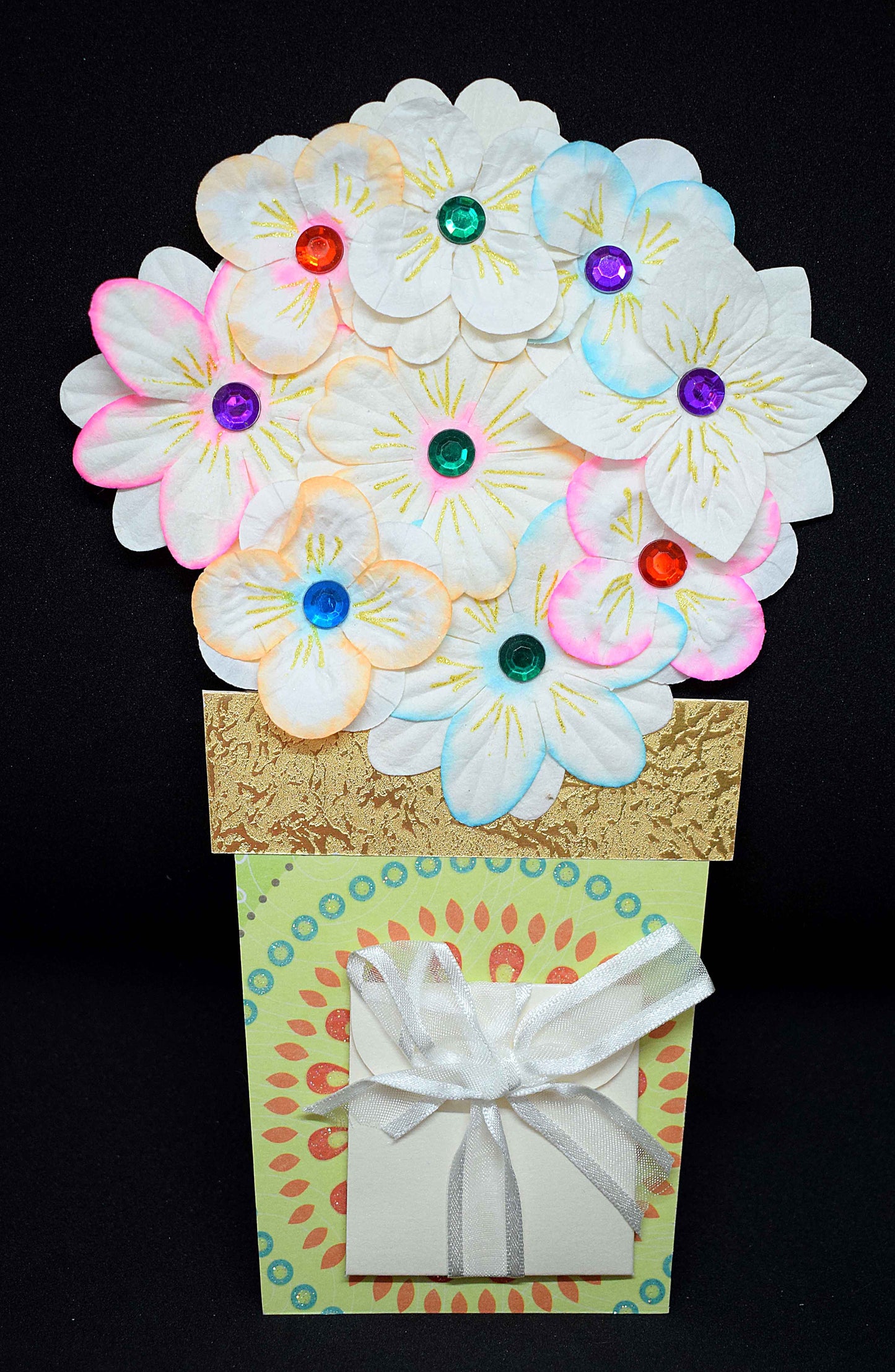 Carte divers en relief, pot et fleurs