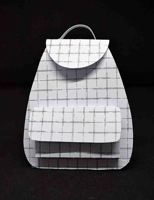 Petit sac à cadeau artisanal blanc à rayures noires - boite surprise élégante personnalisable