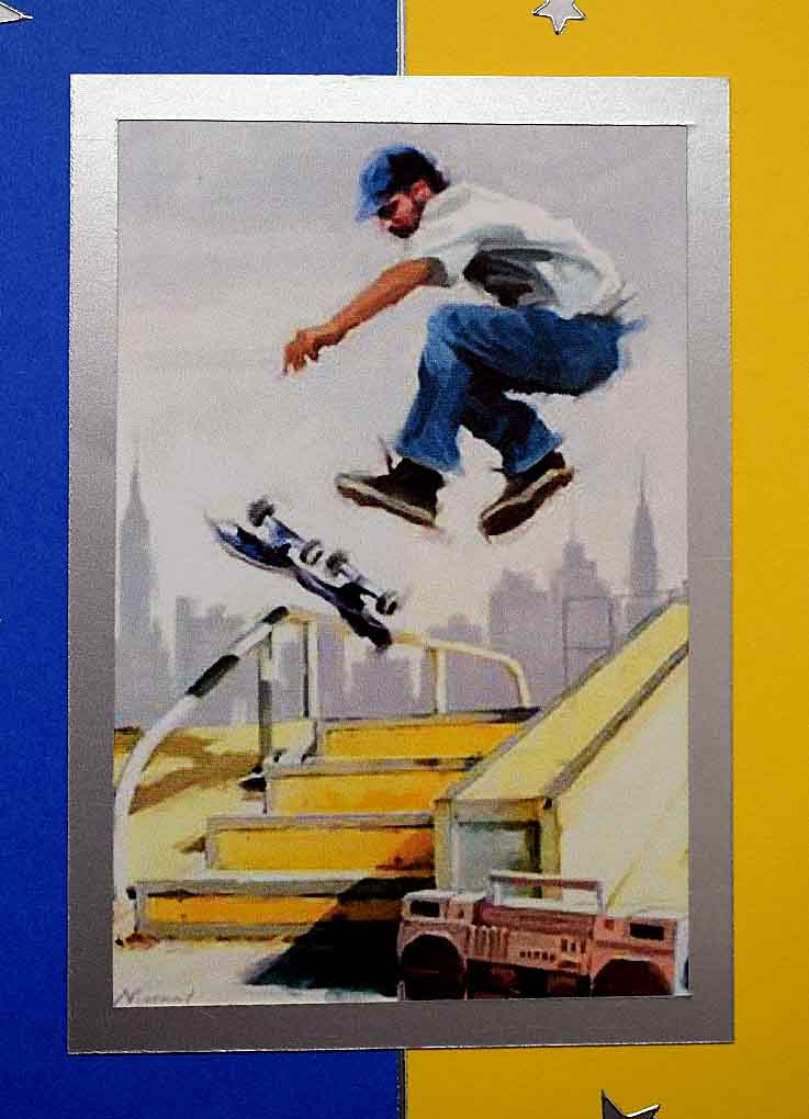 Carte pour ado où diverses occasions , acrobatie de skateur
