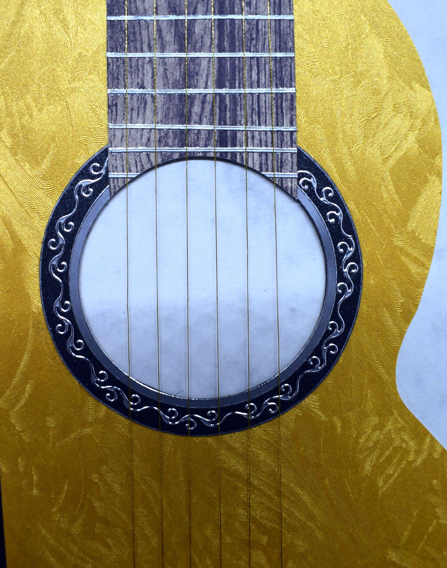 Carte guitare 3D jaune - carte anniversaire originale pour musicien - création artisanale
