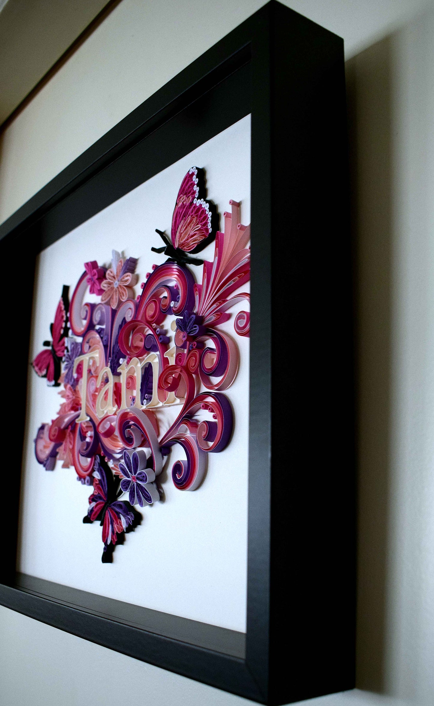 Tableau prénom personnalisé enfant – décoration murale quilling (fait main)