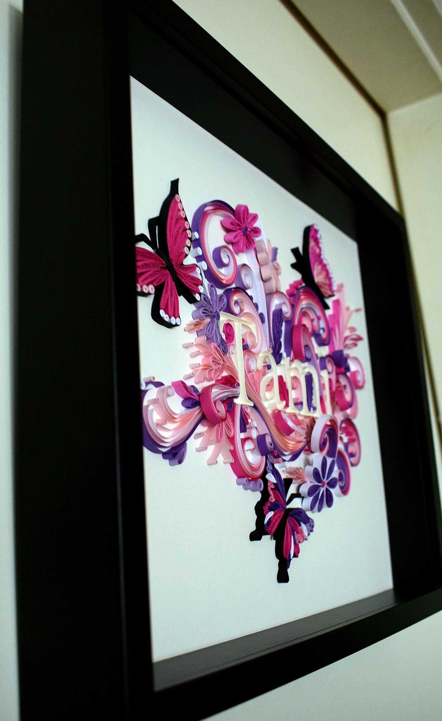 Tableau prénom personnalisé enfant – décoration murale quilling (fait main)