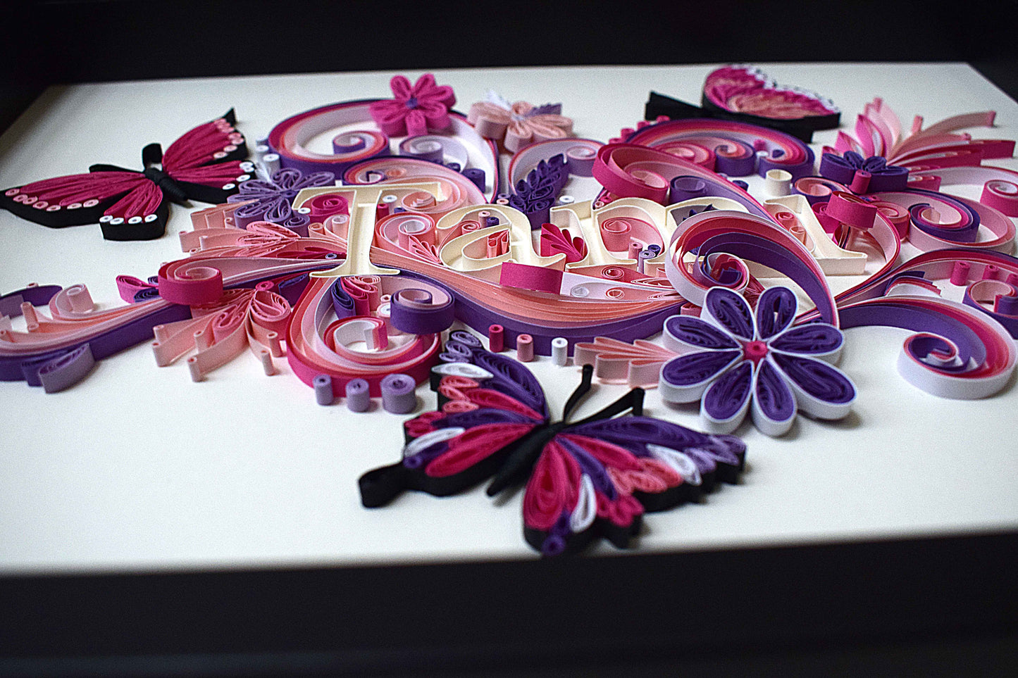 Tableau prénom personnalisé enfant – décoration murale quilling (fait main)
