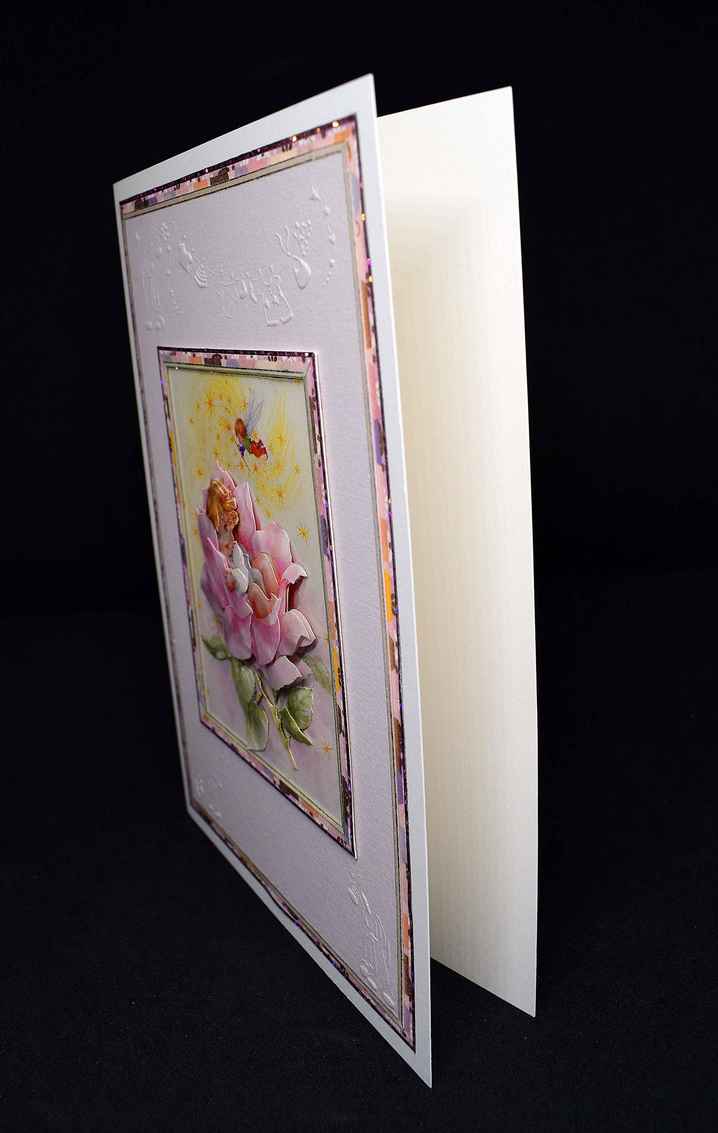 Carte de naissance - Carte bébé dans rose 3D faite main