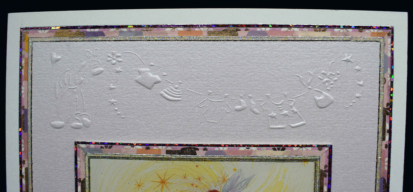 Carte de naissance - Carte bébé dans rose 3D faite main