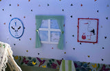 Boite cadeau de Naissance en papier et relief, chambre bébé avec transat portique d'éveil