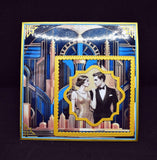 Carte année folle fond art déco  motifs femme et homme