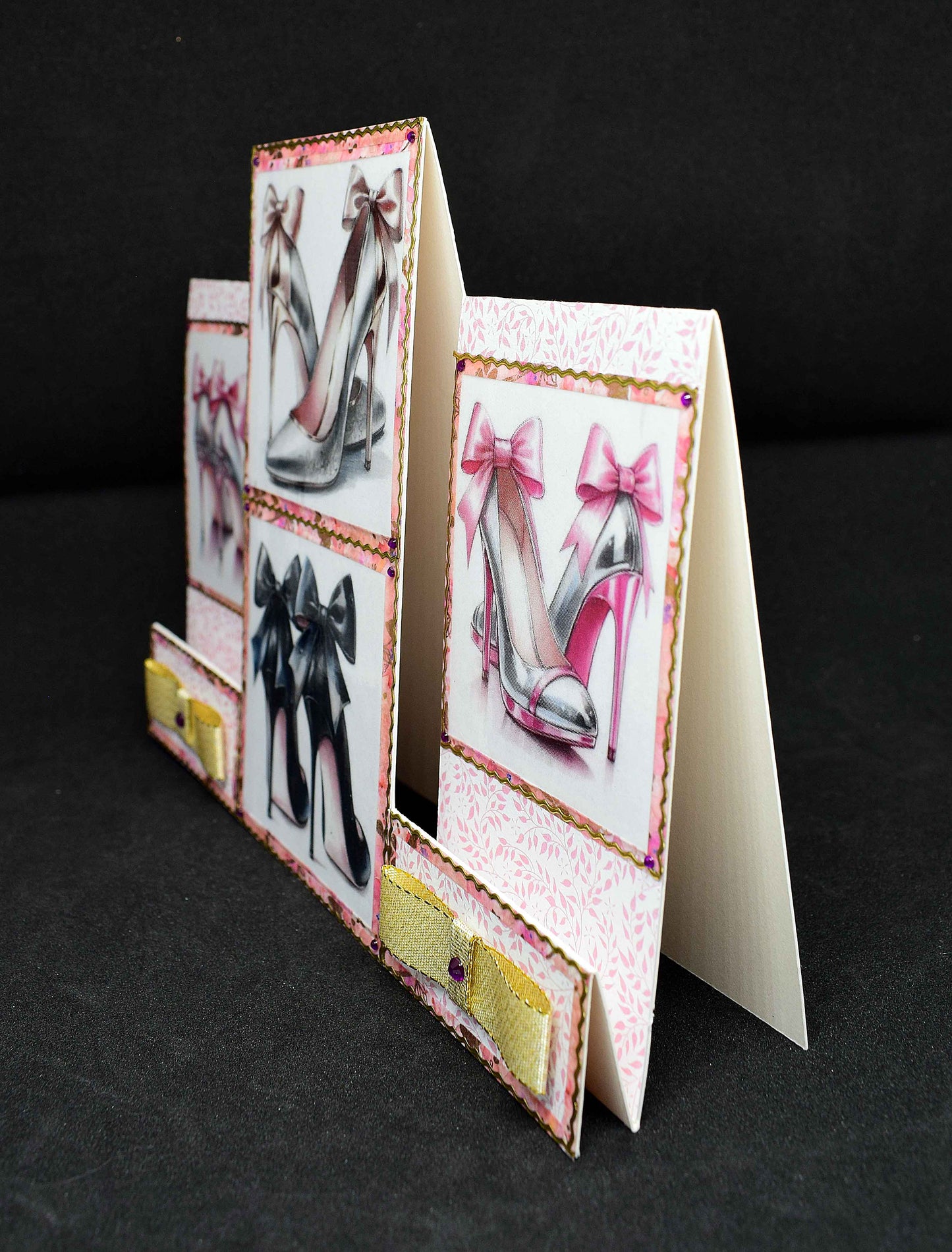 Carte anniversaire femme chevalet escarpins – carte artisanale élégante personnalisable