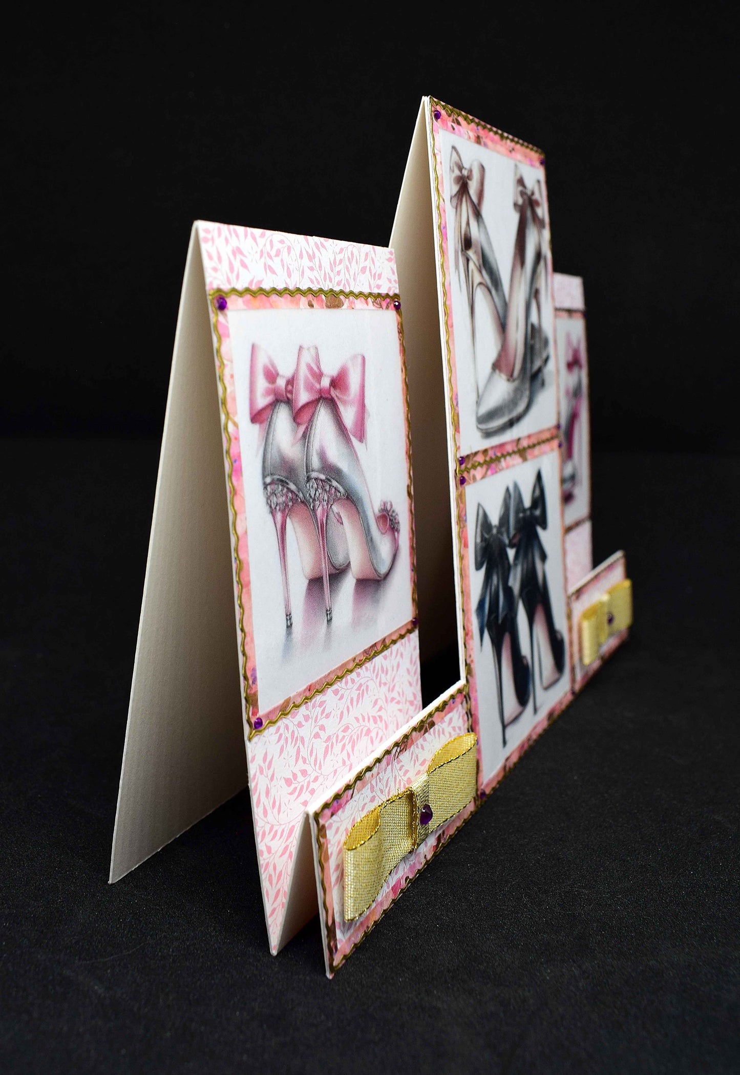 Carte anniversaire femme chevalet escarpins – carte artisanale élégante personnalisable