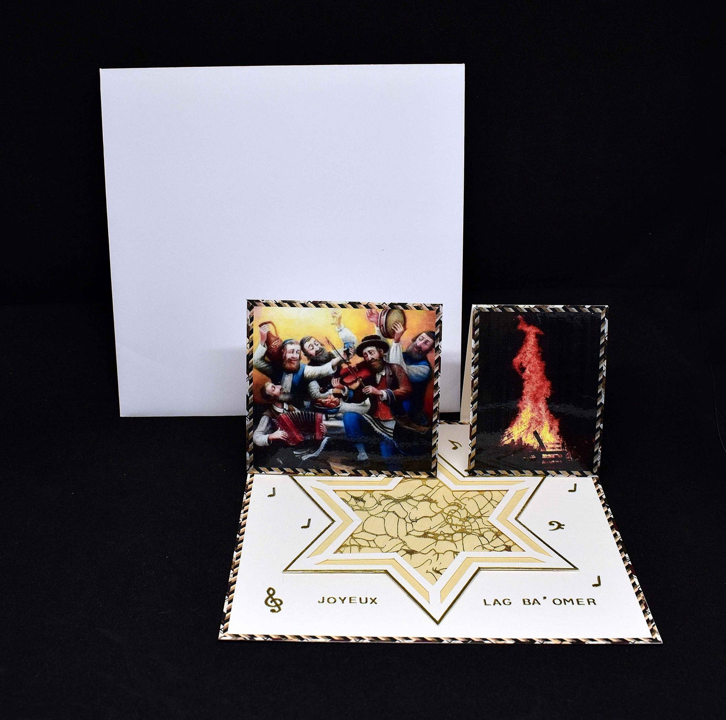 Carte chevalet Lag Ba’Omer 3D – carte artisanale personnalisable fête juive