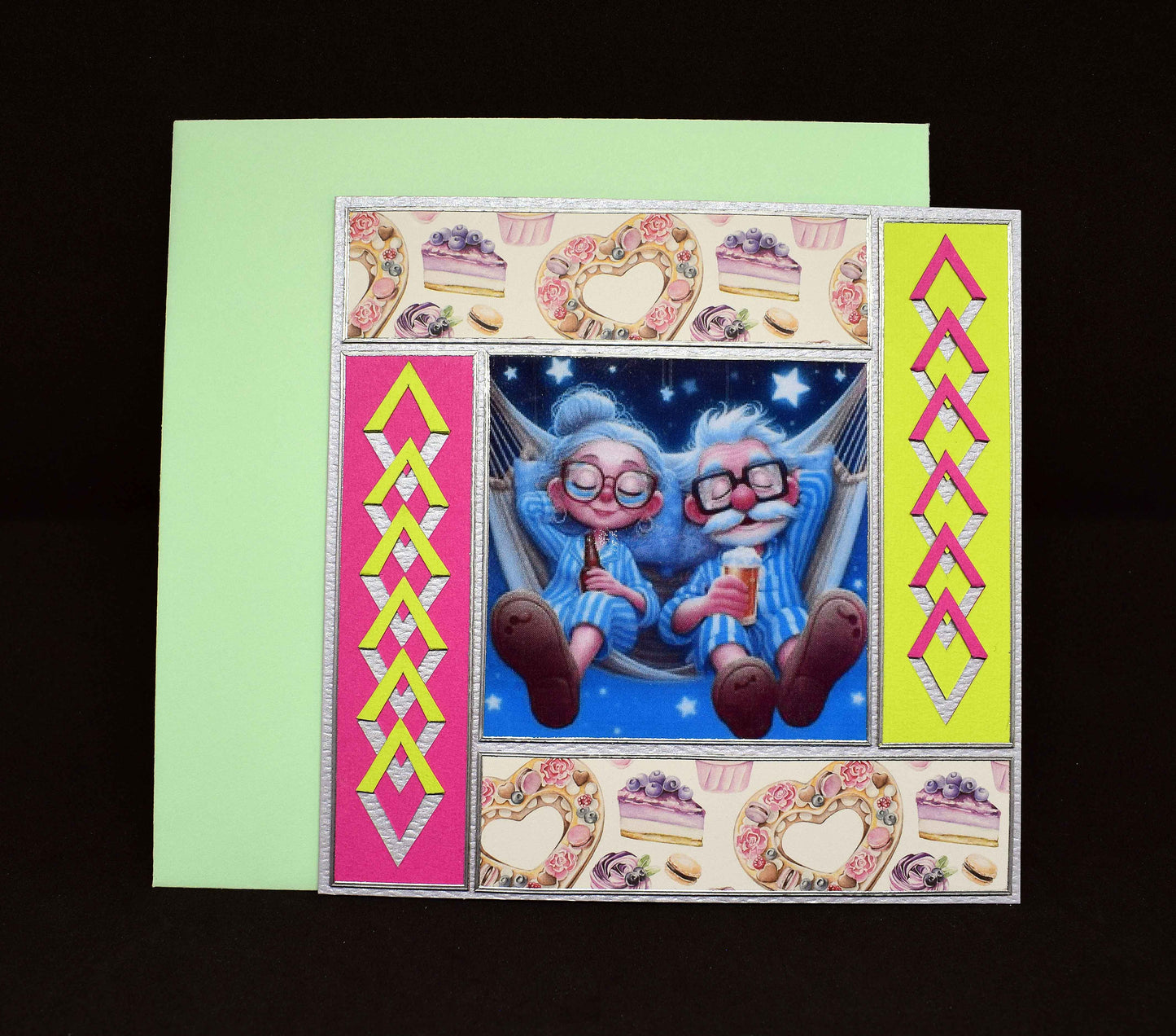 Carte d'anniversaire personnes âgées - Carte aux formes géométriques originale et unique