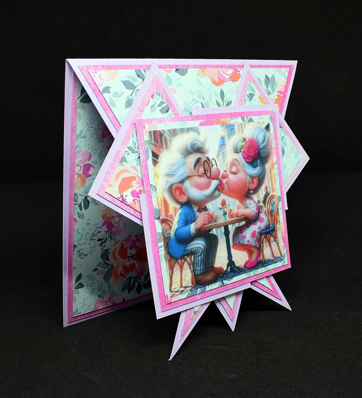 Carte anniversaire personnes agées– Carte aux formes géométriques originale et unique