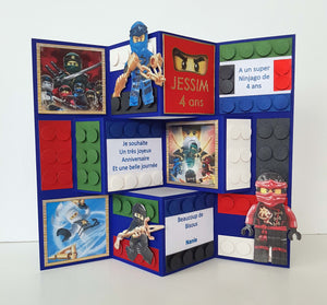 Carte d'anniversaire motif Ninjago lego