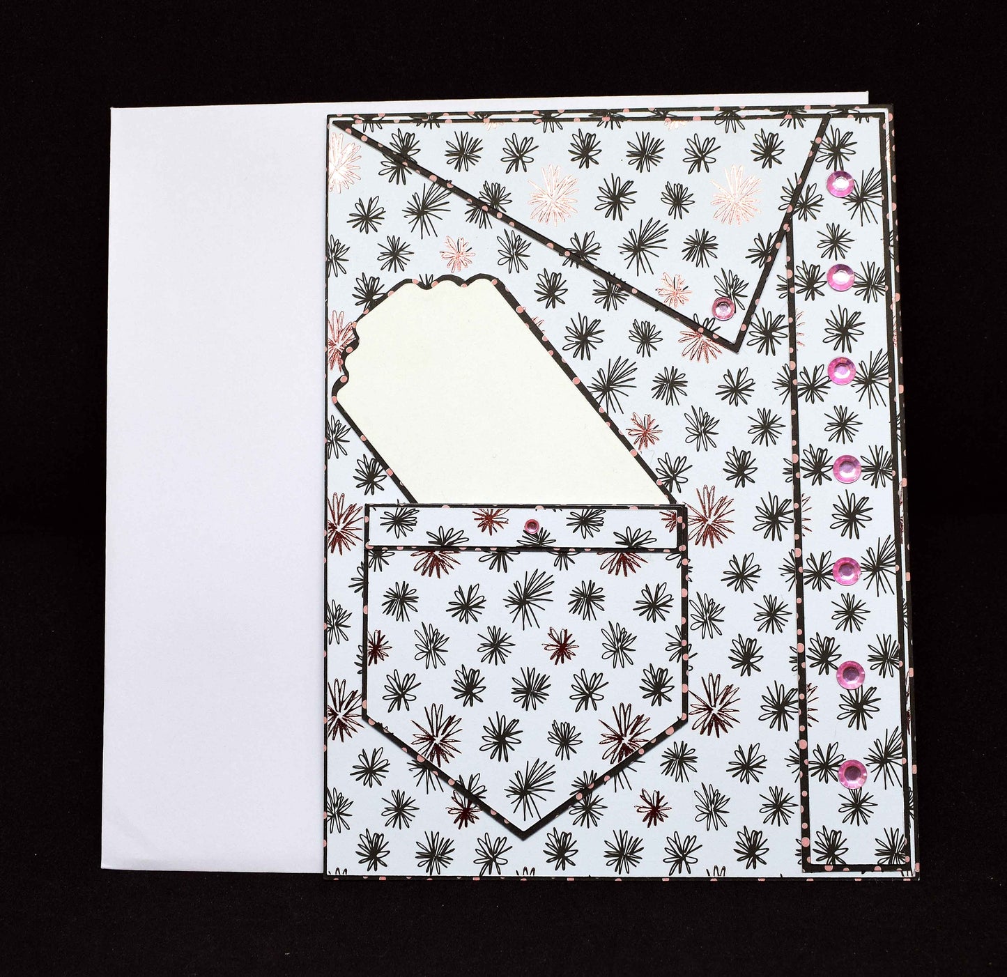 Carte pour anniversaire motif Chemise à motifs floraux et étiquette