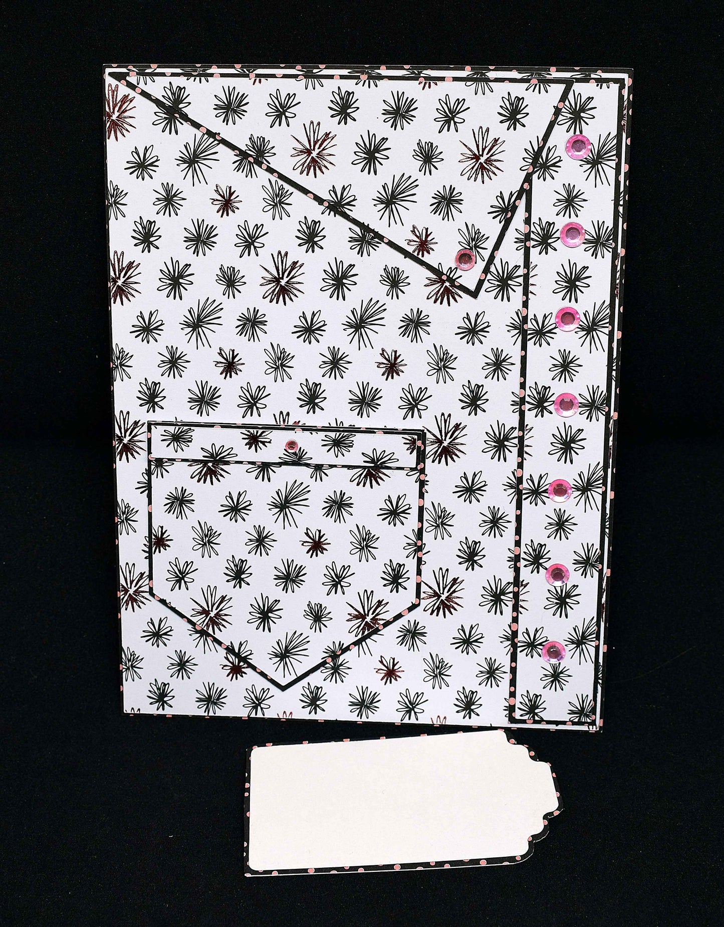 Carte pour anniversaire motif Chemise à motifs floraux et étiquette
