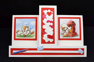 Carte pour la saint valentin pop up chevalet aux cœurs motif 3D mylo à la lettre