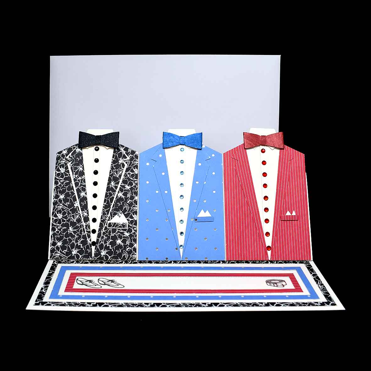 Carte d'anniversaire homme Costumes nœuds papillon - Carte chevalet personnalisable