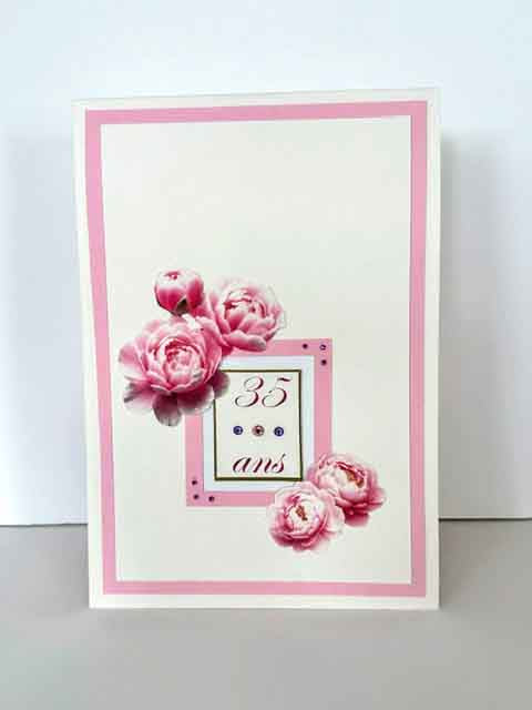 Carte pop pour anniversaire personnalisée - carte bouquet de pivoine - carte artisanale