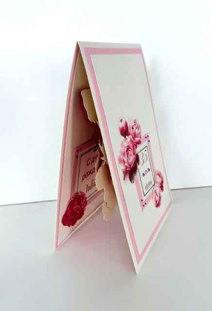 Carte pop pour anniversaire personnalisée - carte bouquet de pivoine - carte artisanale