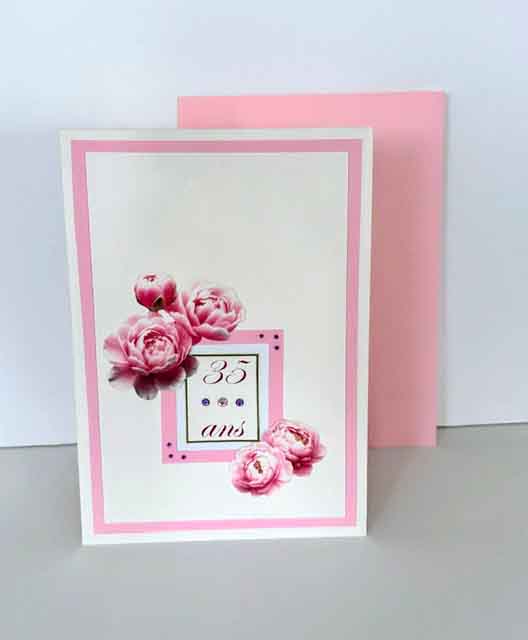 Carte pop pour anniversaire personnalisée - carte bouquet de pivoine - carte artisanale