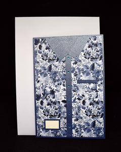 Carte pour anniversaire pour homme motis chemise bleue à fleurs