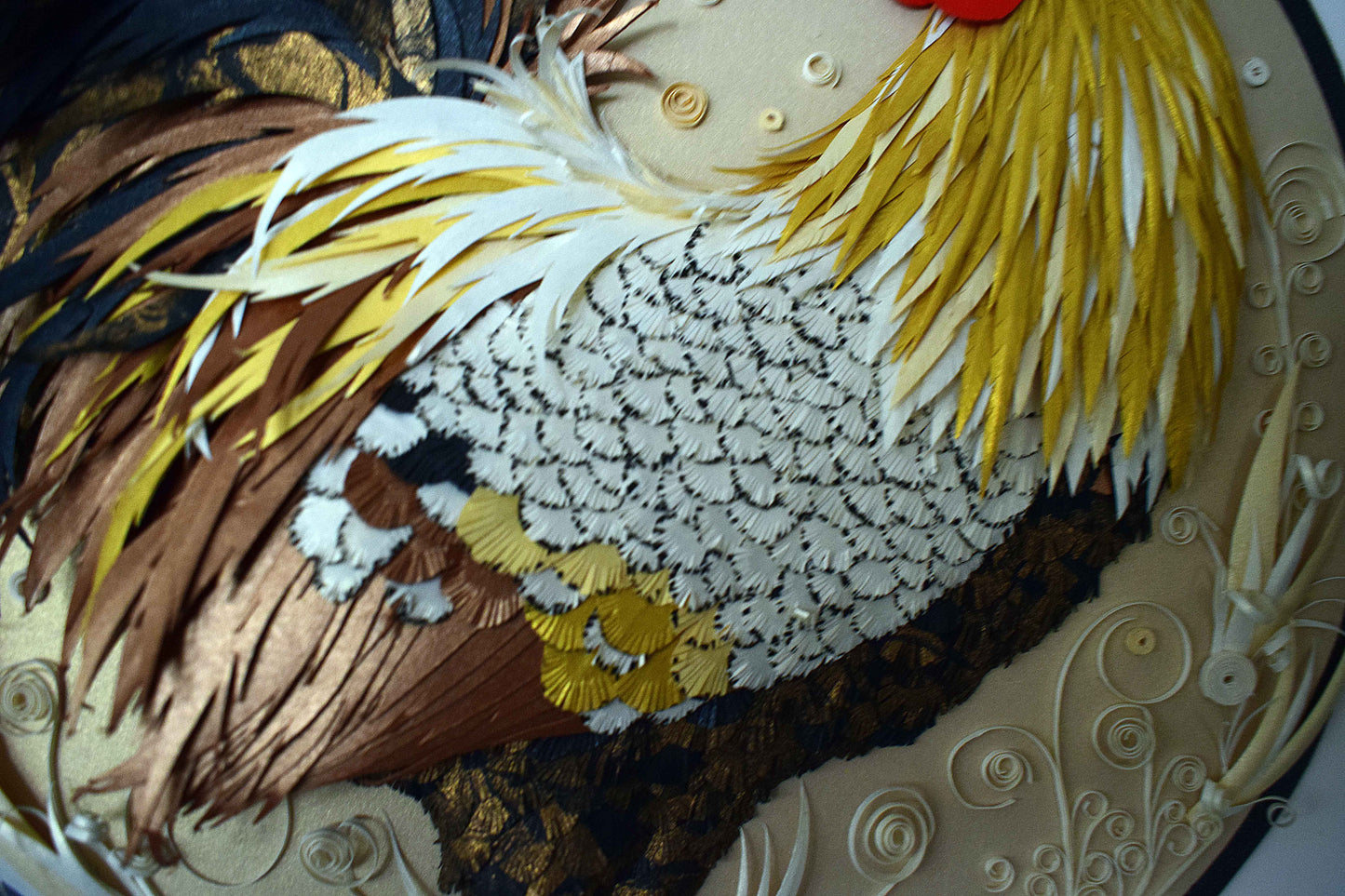 Tableau coq en papier 3D – sculpture murale animalière fait main – pièce unique artisanale