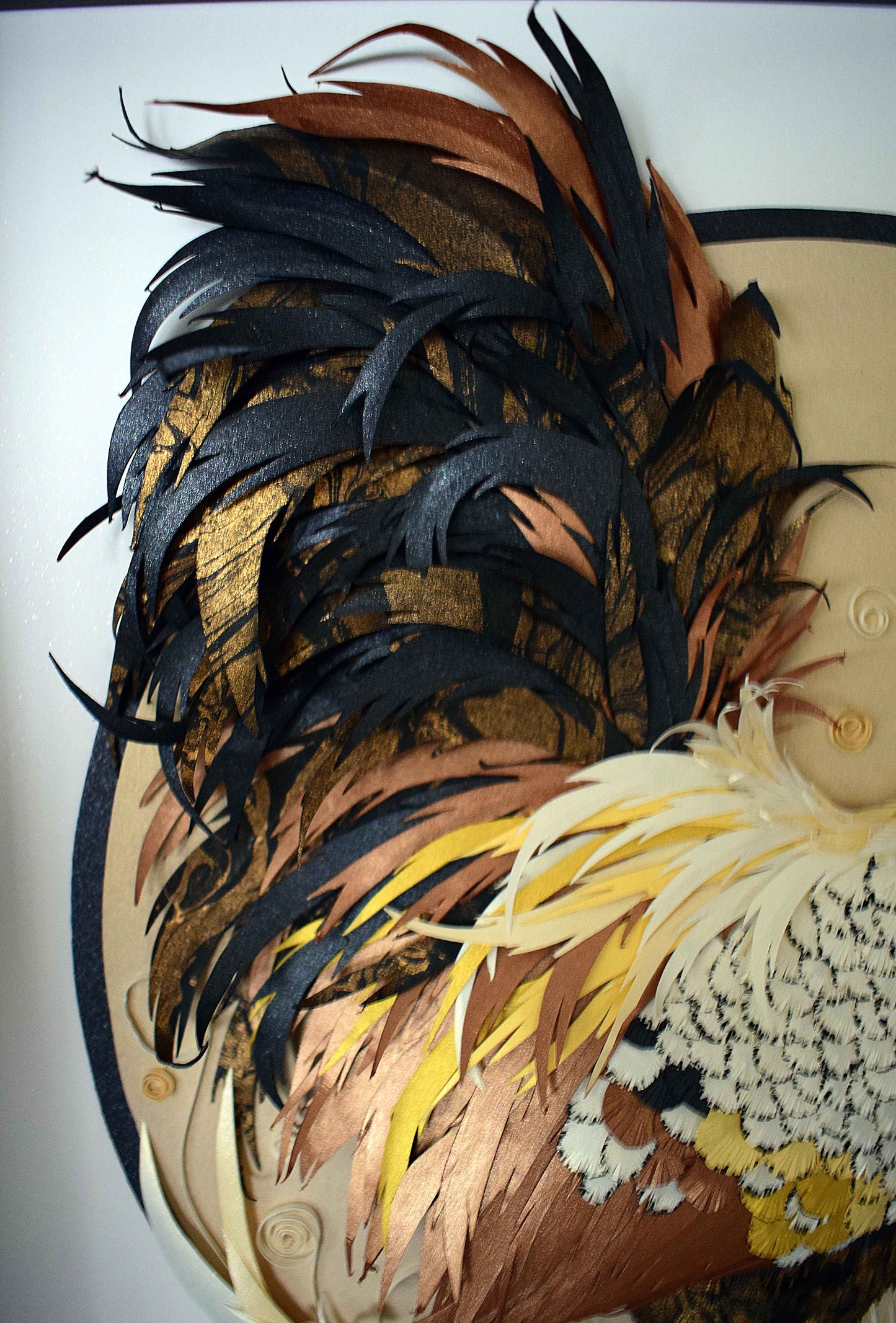 Tableau coq en papier 3D – sculpture murale animalière fait main – pièce unique artisanale