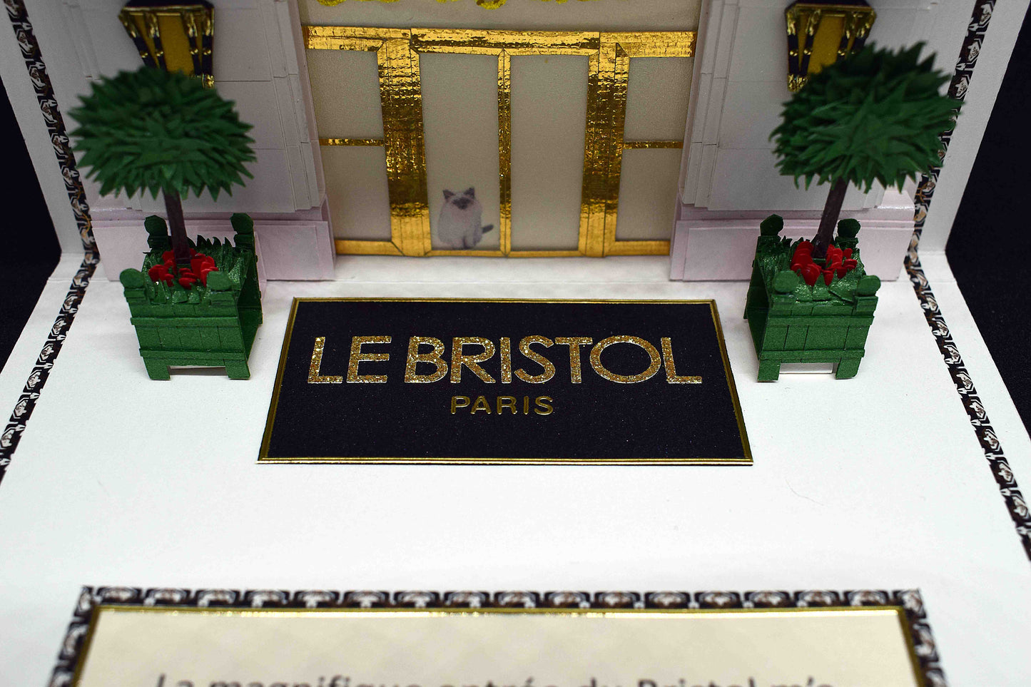Carte de voeux en pop up  motifsentrée du palace "le Bristol"