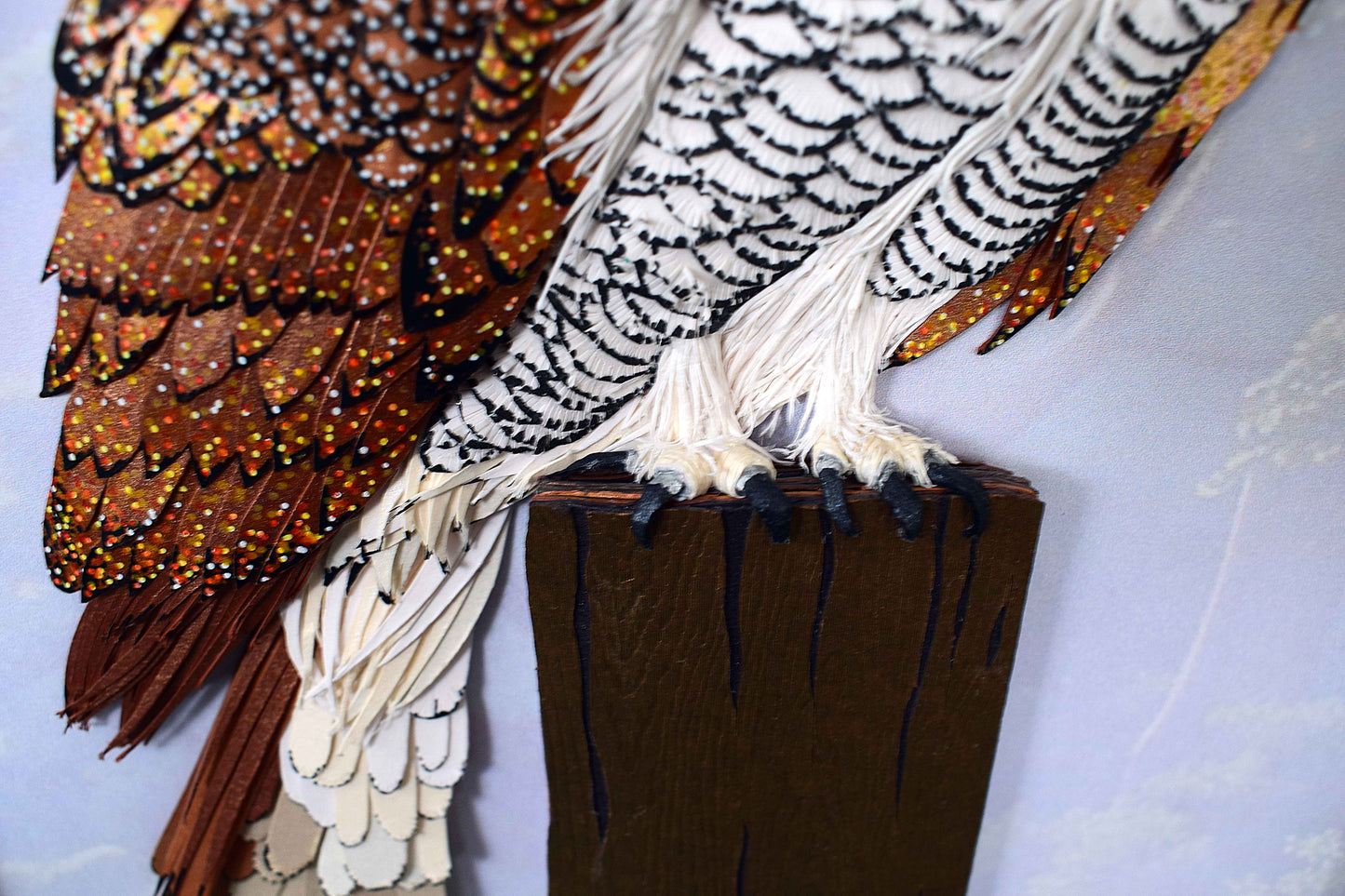 Cadre hibou en sculpture papier 3D - création artisanale